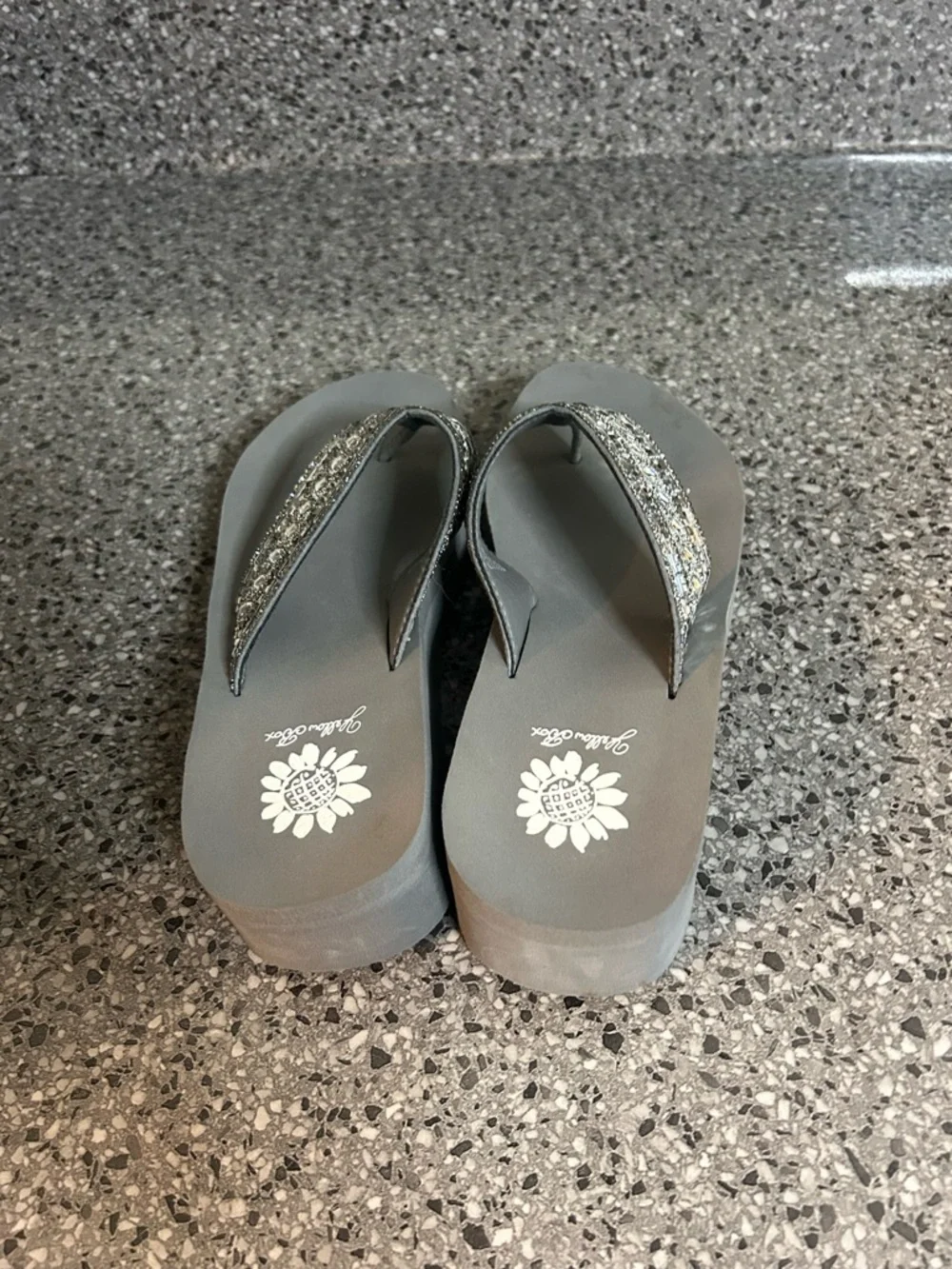 Yellow Box Gray Beaded Platform Sandals - Picture 3 of 5